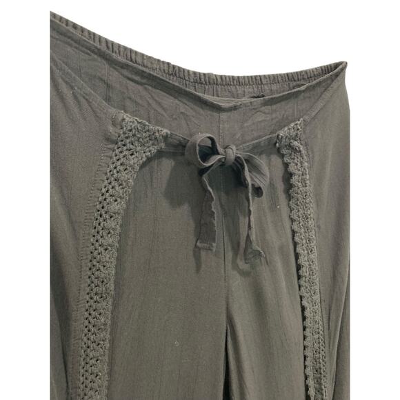 XL Vanilla Sky Womens Boho Black Pants Split Leg Lightweight Pull On - Picture 4 of 9